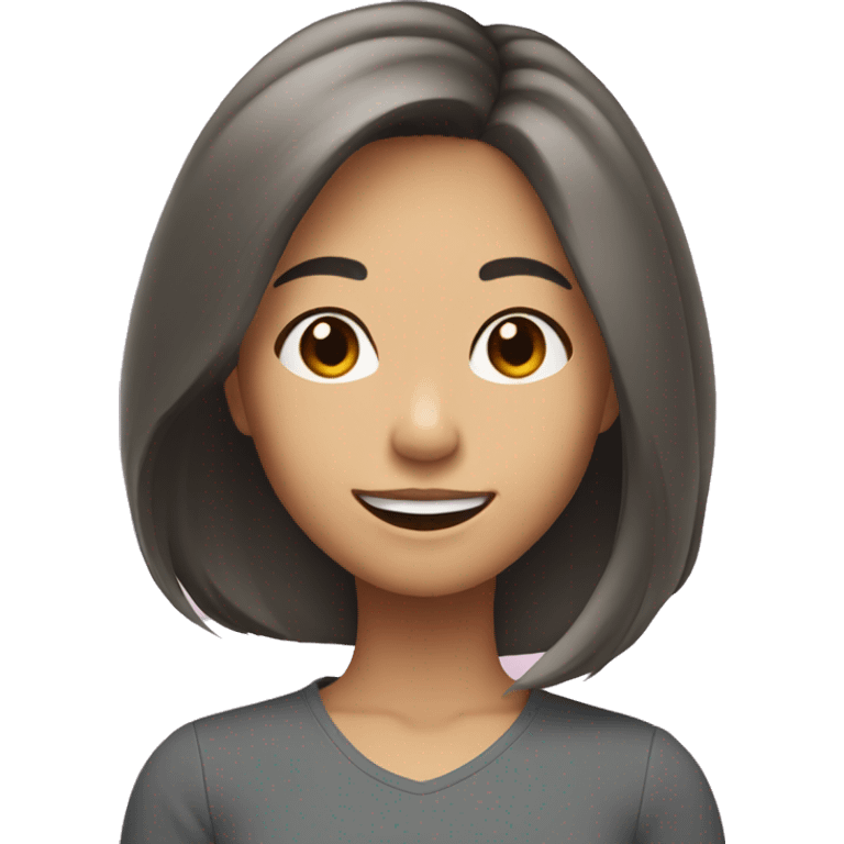 Asian American woman shoulder length hair smiling emoji