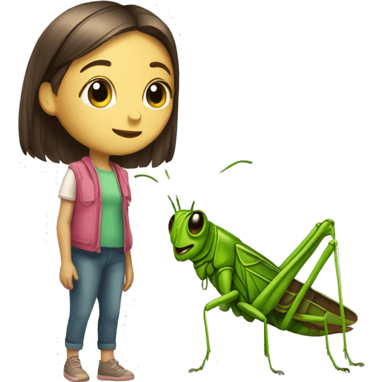 Grasshopper with a girl emoji