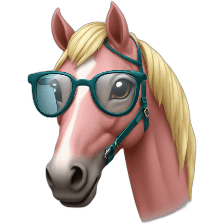 Cheval rose avec lunette emoji