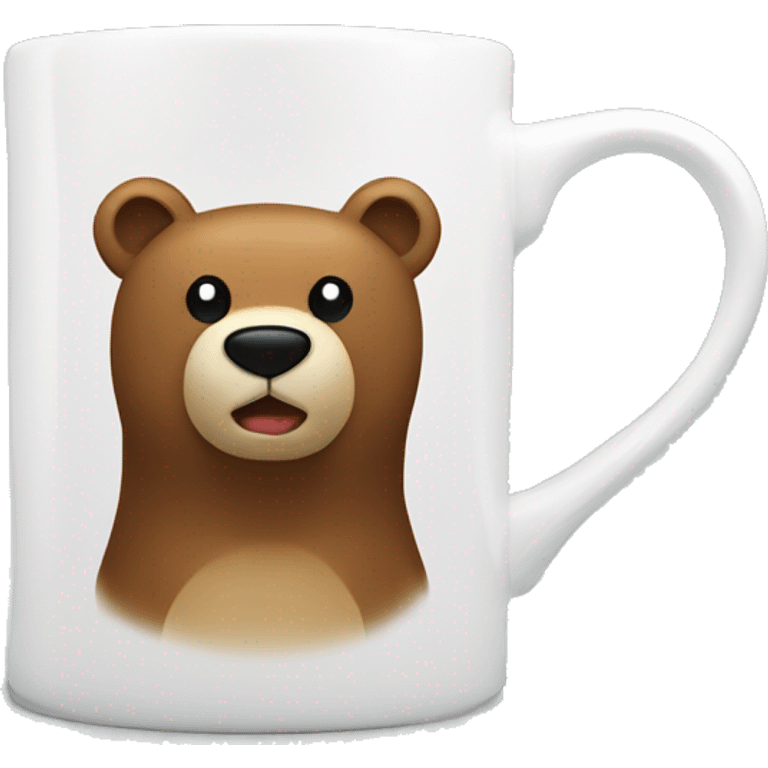 White mug with bear print emoji