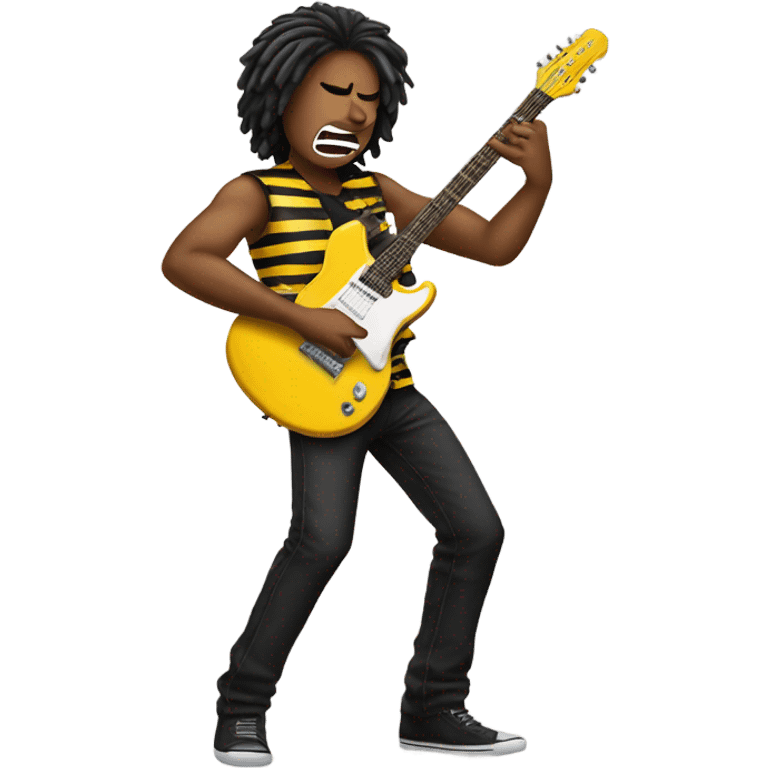 Rockstar playing yellow and black striped guitar emoji