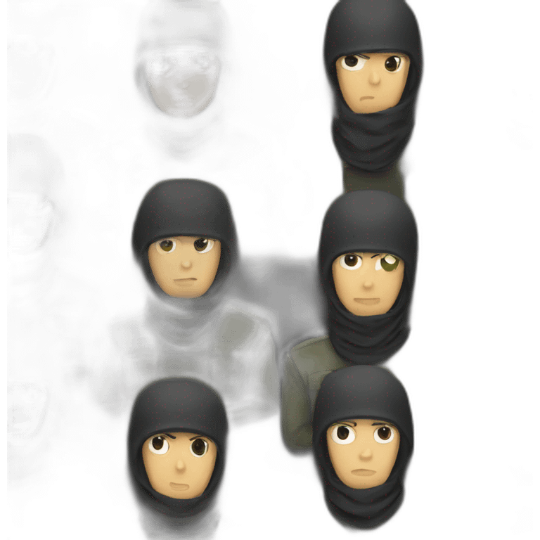 Soldiers in black clothes and balaclavas emoji