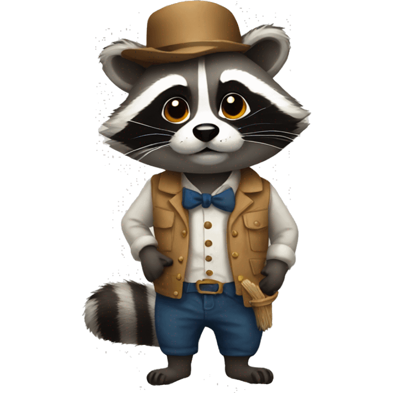 Raccoon dressed like French painter emoji