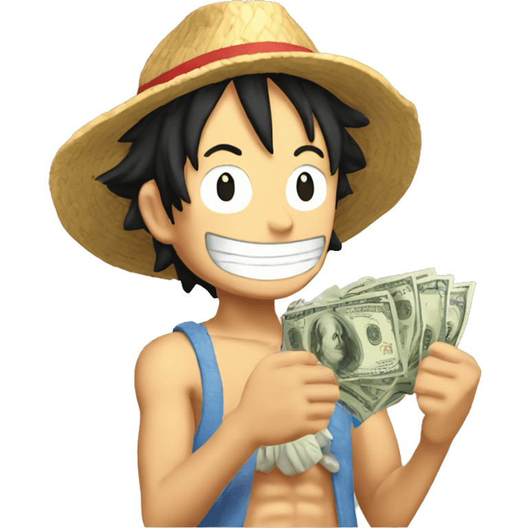 One Piece Ruffy with money in his hand emoji