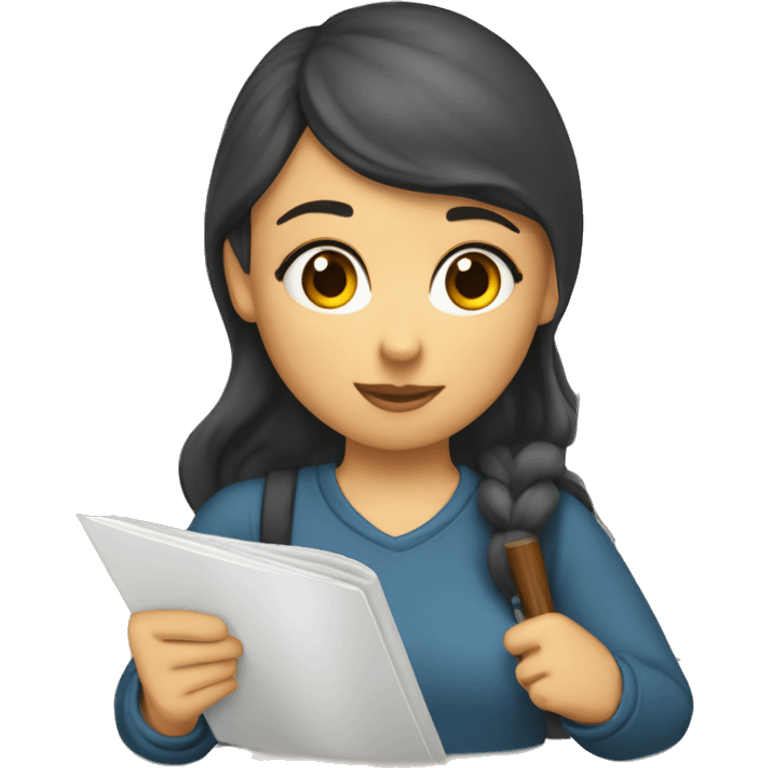 the girl writes a synopsis in a notebook the girl writes a synopsis in a notebook emoji