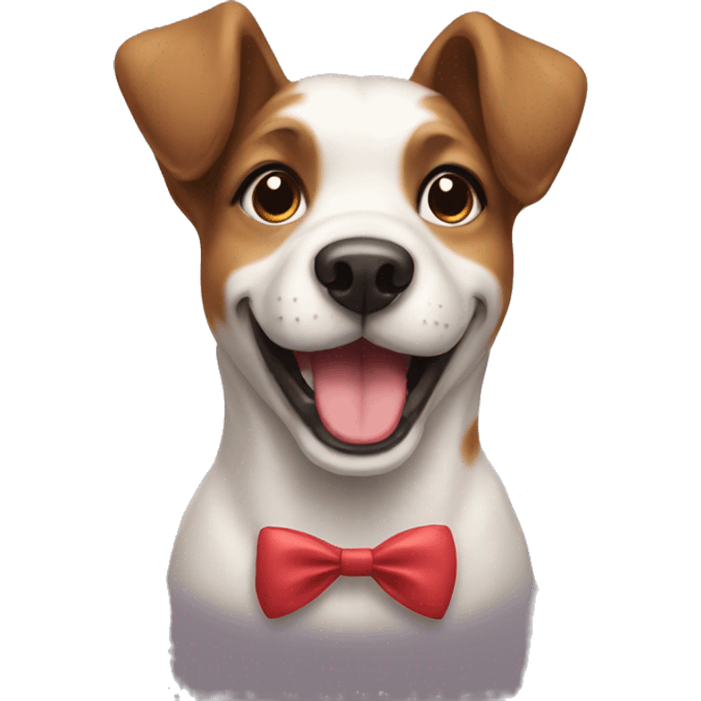 Dog smiling with bow emoji