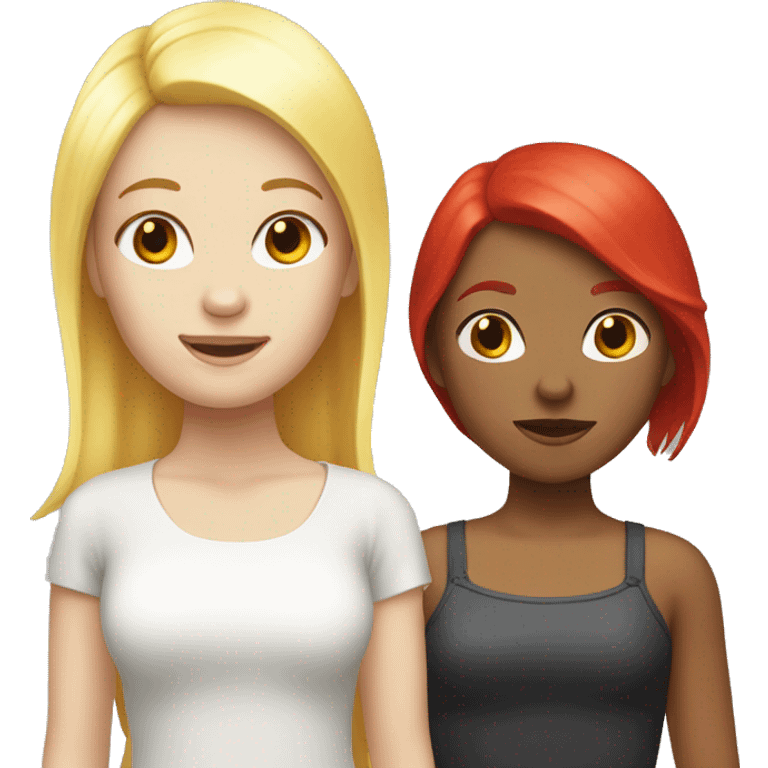 "Two girls, one white skin with yellow hair, one white skin with red hair." emoji