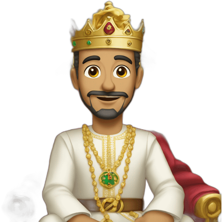 Mohammed 6 thé King of Morocco sitting on his trône emoji