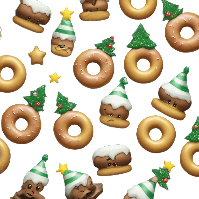 Donuts in the form of Christmas tree toys on the Christmas tree emoji