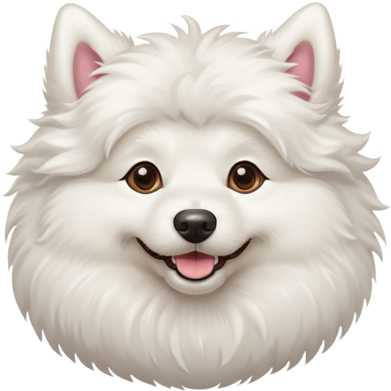 white fluffy dog smiling emoji