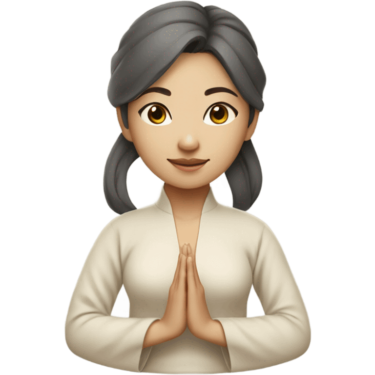 asian yoga girl light beige clothes  emoji