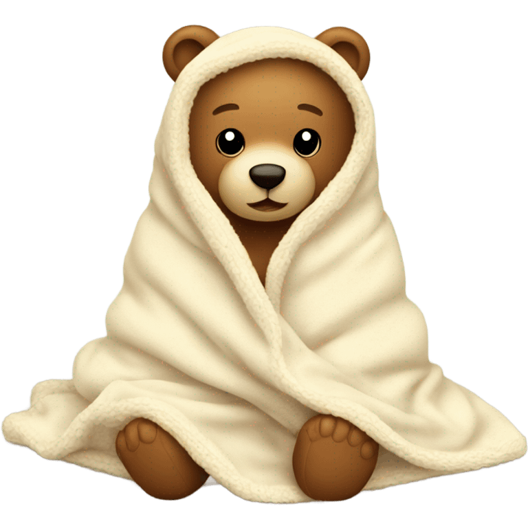  cute teddy bear cozy in vanilla blanket emoji