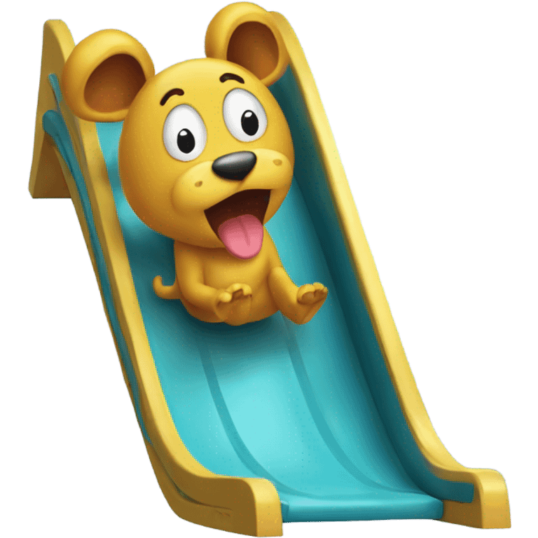 Silly animal on a slide emoji