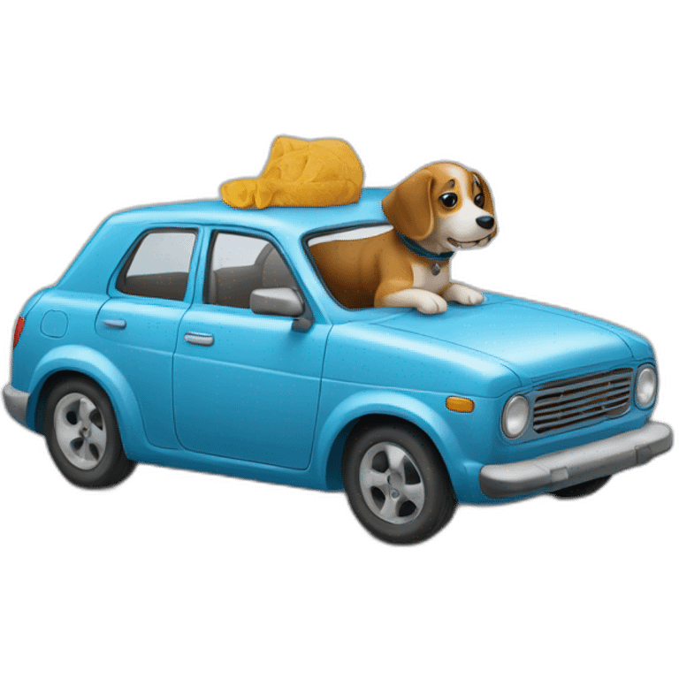 Chien sur voiture emoji