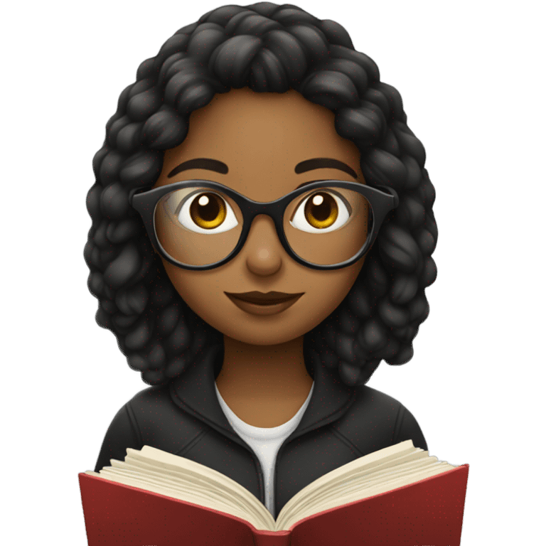 girl with glasses reading a book emoji