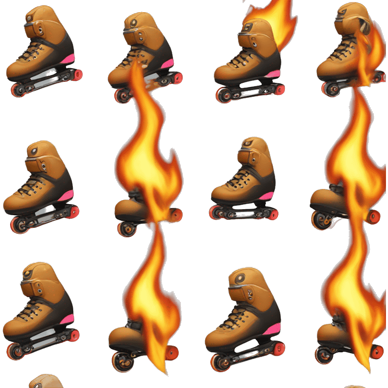 inline rollerblading with wheels on fire emoji