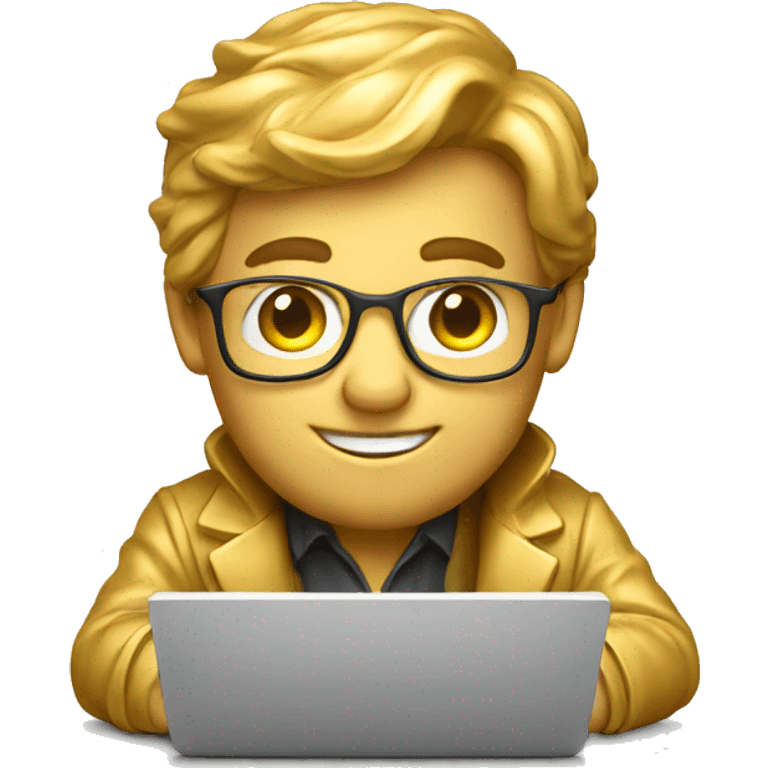 golden statue programmer with the laptop emoji