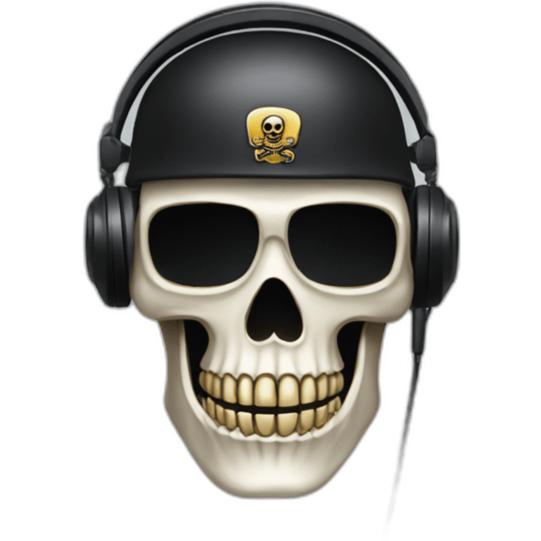 Military Skeleton mask with a long black mask underneath it and headset with a microphone emoji