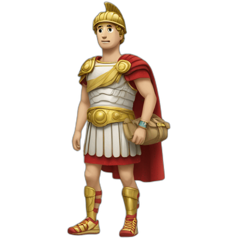 Roman imperator wearing running shoes and hytradation bag emoji