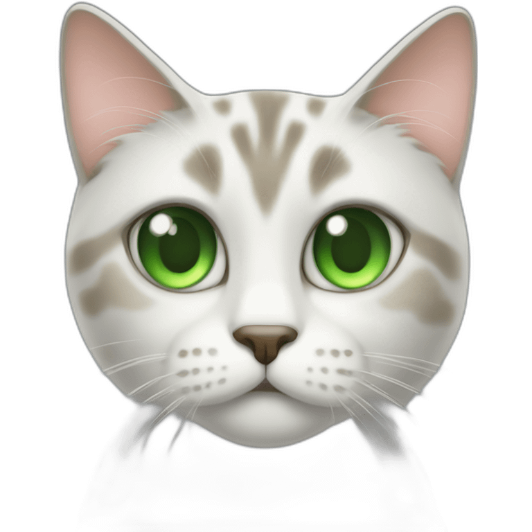 A back cat with green eyes looking confused and meowing emoji