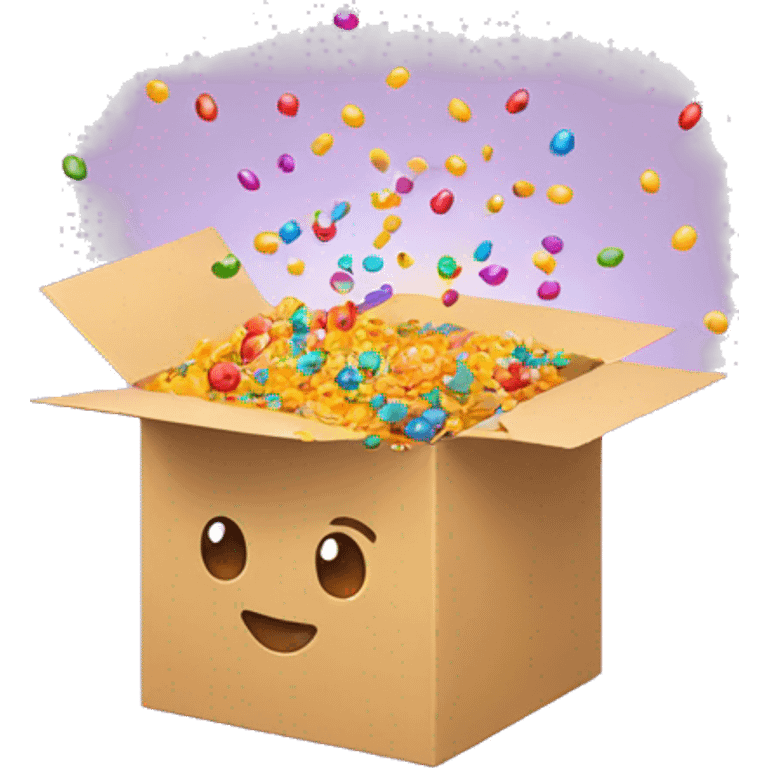 surprise box with flying out colorful cofetti emoji