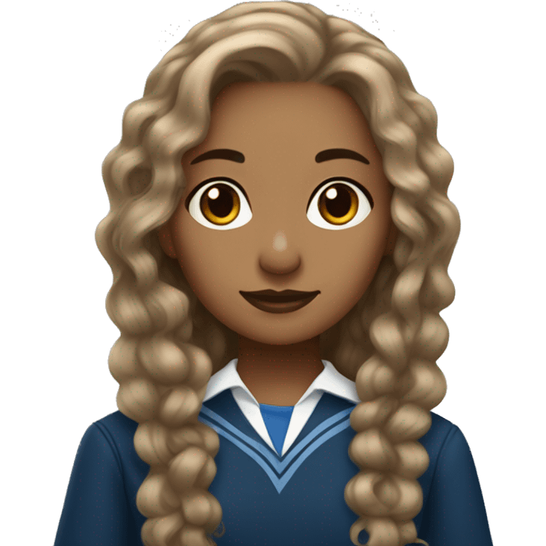 Ravenclaw girl wavy hair very light brown skin emoji