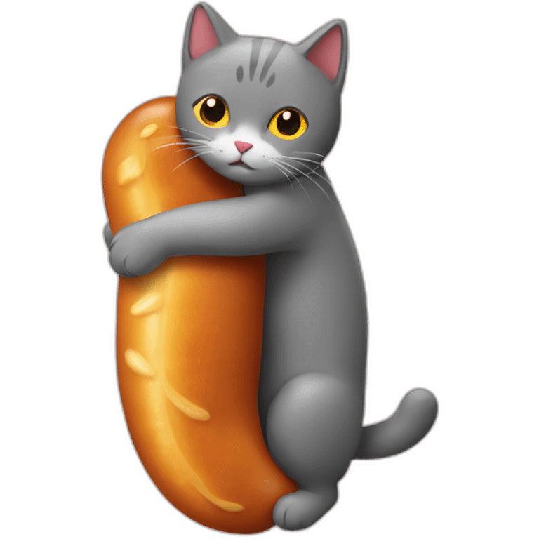 cat-hugging-a-giant-saussage emoji