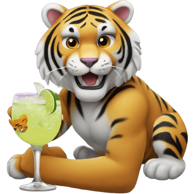 LSU Mike the Tiger with margarita  emoji