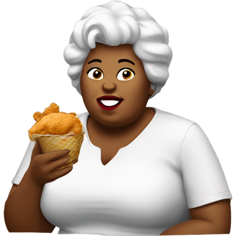 fat lady eating chicken of kfc emoji