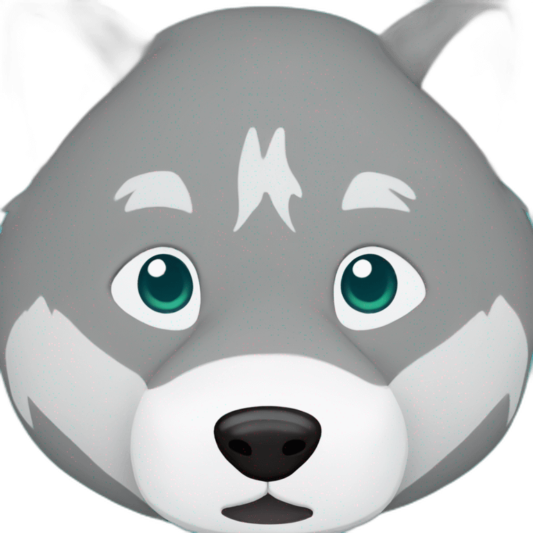 grey wolf squishmallow with dark turquoise eyes emoji