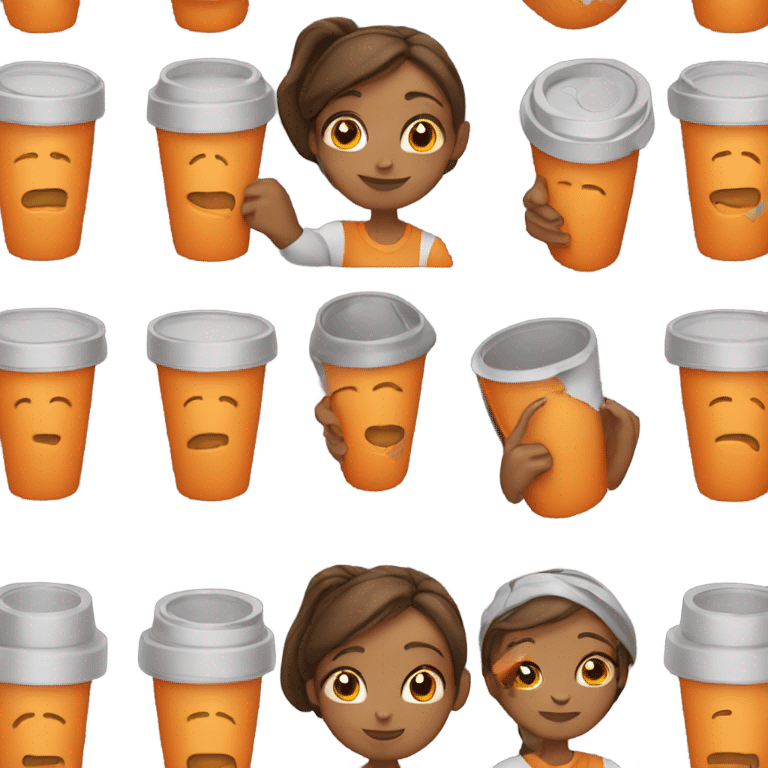 girl holding orange stanley tumbler cup emoji