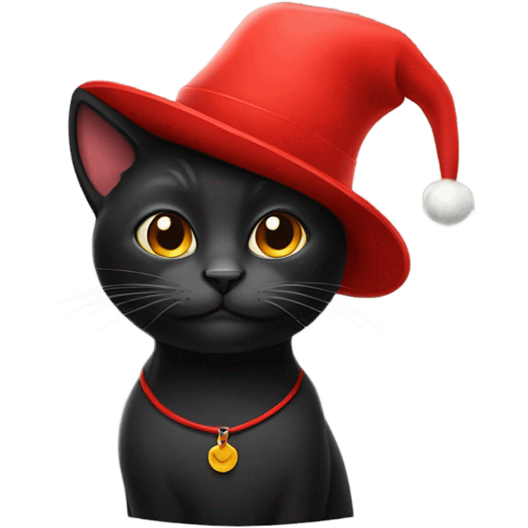 Black cat with red hat emoji