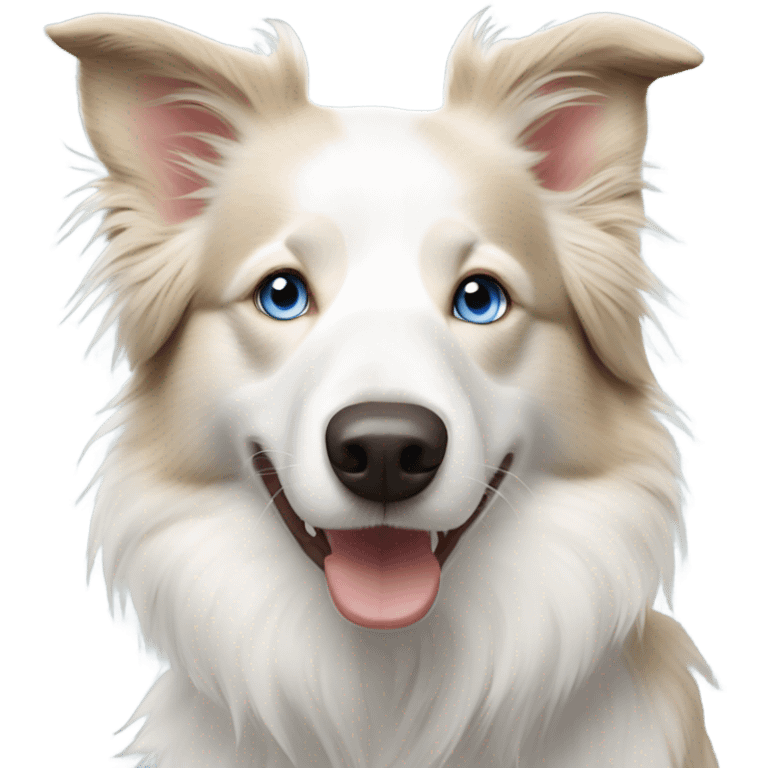 white blond border collie australian blue eyes emoji