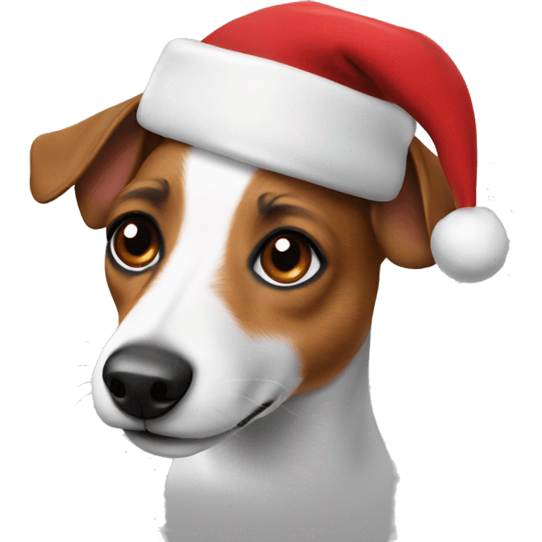 Jack russel with Christmas hat emoji