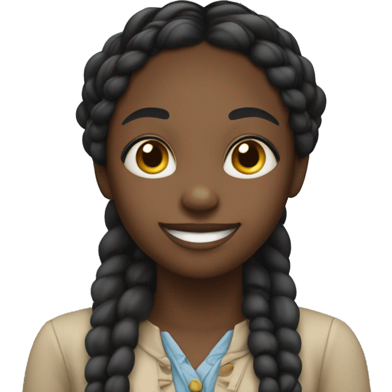 Black Girl with braids and  two hands on her chin, smiling emoji