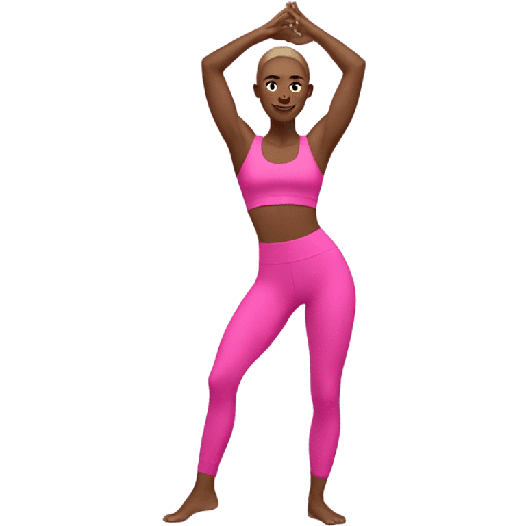 doing mat pilates with pink Legging emoji