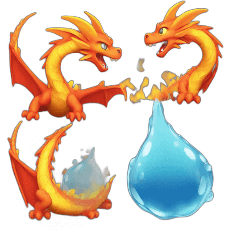 Fire dragon and water emoji