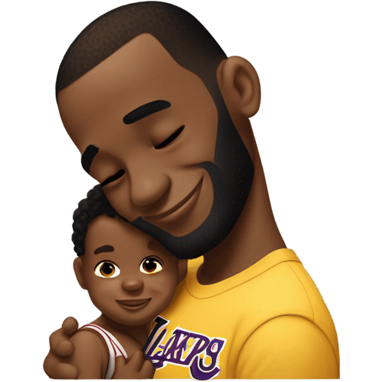 lebron giving a black baby a kiss goodnight emoji