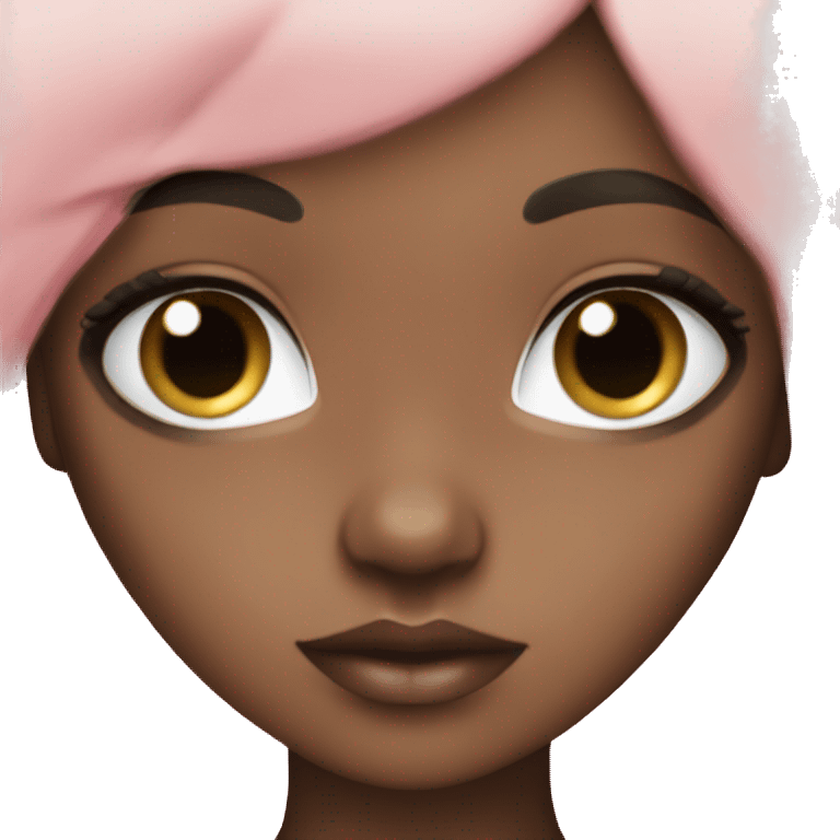 Brown doll eyes, black hair, feminine, pink, girl, angelic emoji