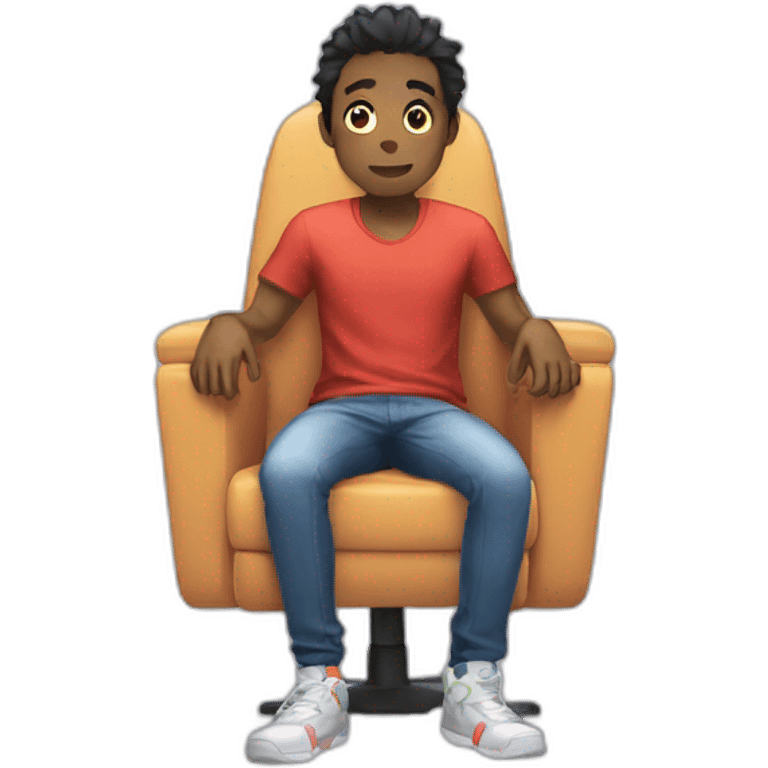 Gamer sitting at an anime chair emoji