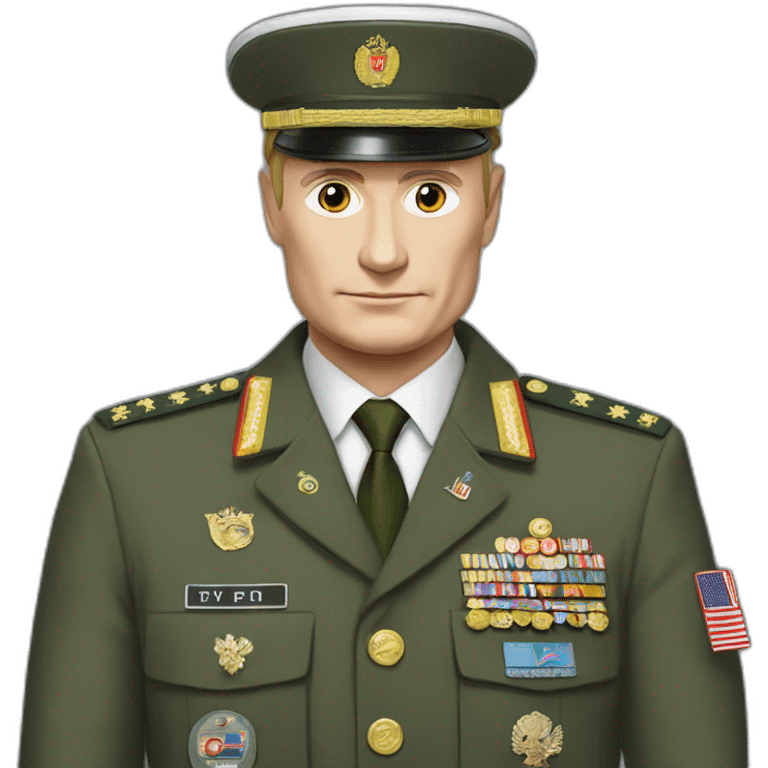 Putin is worn in military clothes emoji