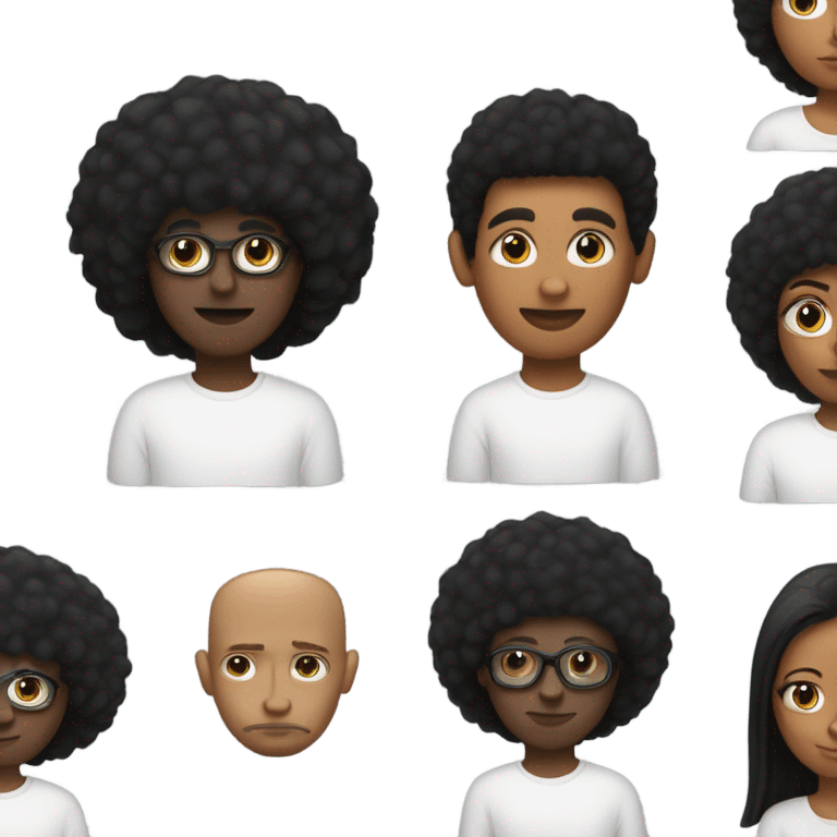 Un homme de peau noir claire avec un afro et un léger duvet et un long nez  emoji