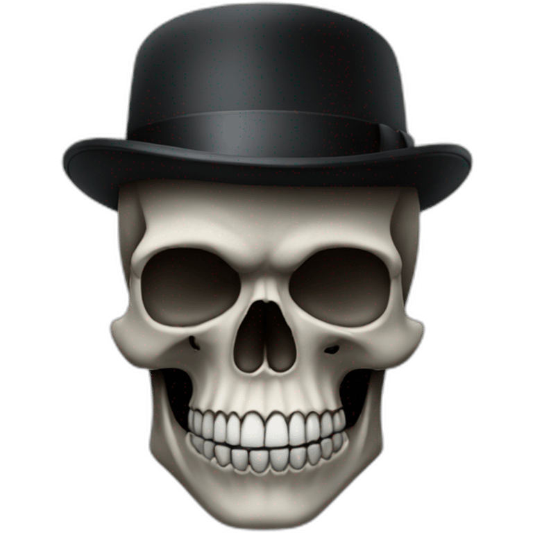 full black skull wearing a bowler hat emoji