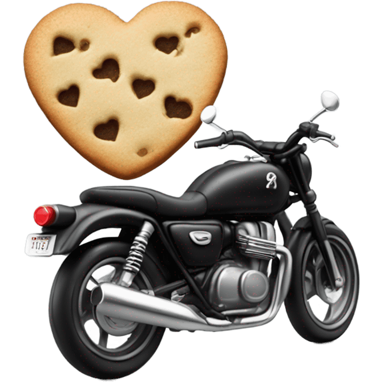 cookie heart with black motorbike  emoji