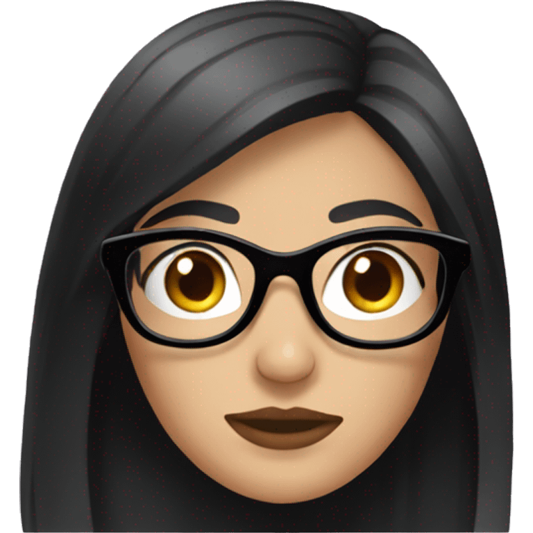 european woman with black glasess and long black hair emoji