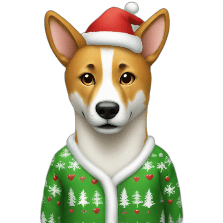 A dingo wearing Christmas PJs emoji