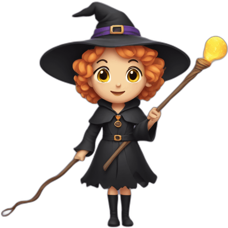 cute witch holding a wand emoji