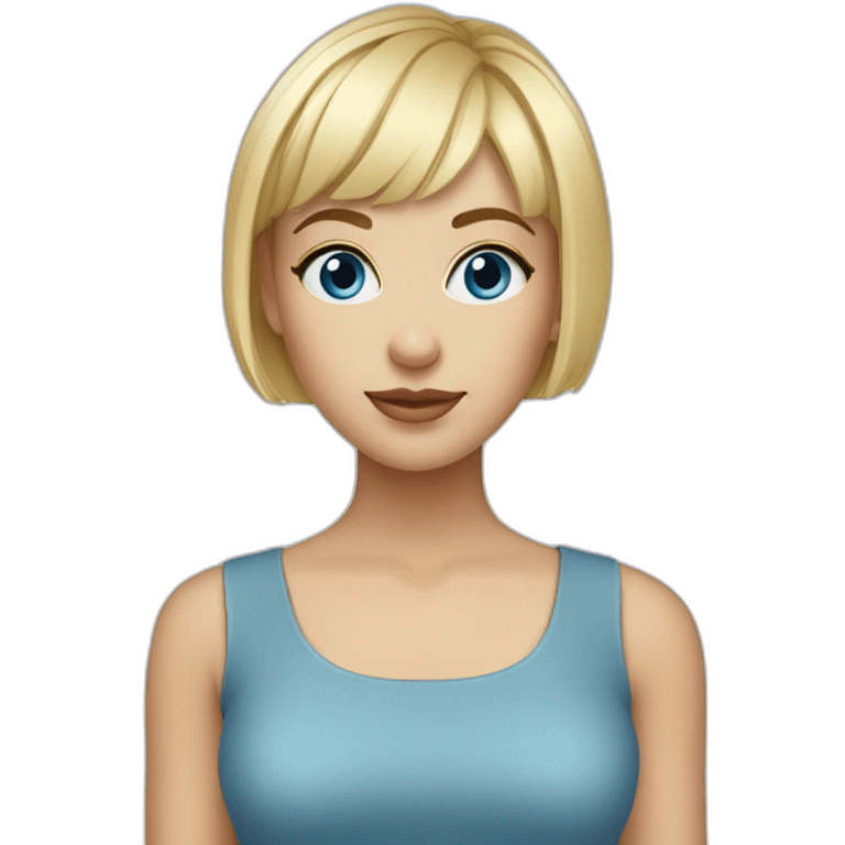 blonde girl with blue eyes and pixie bangs short hair emoji