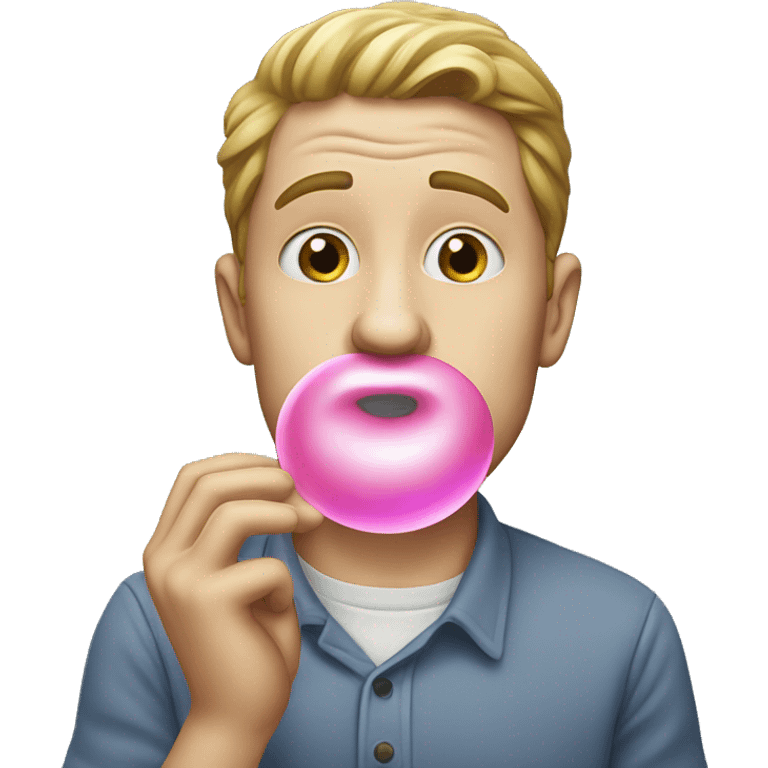 White man blowing bubble gum emoji