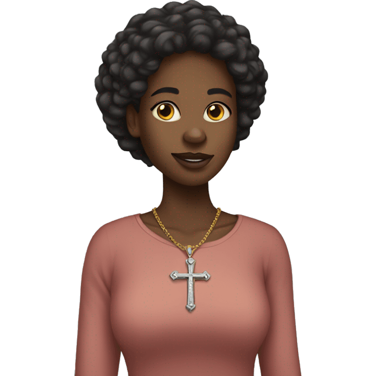 christian black female with cross necklace  emoji